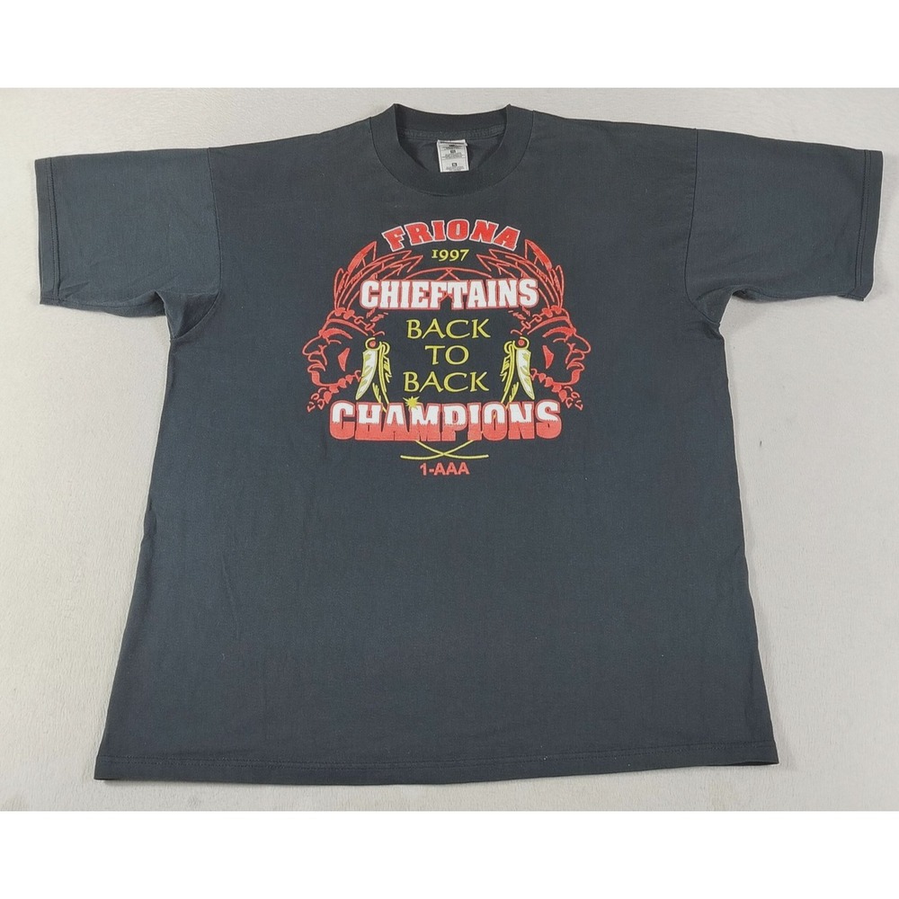 Vintage Fruit Of The Loom Shirt Mens XL Black Friona Chieftains 1997 Champions